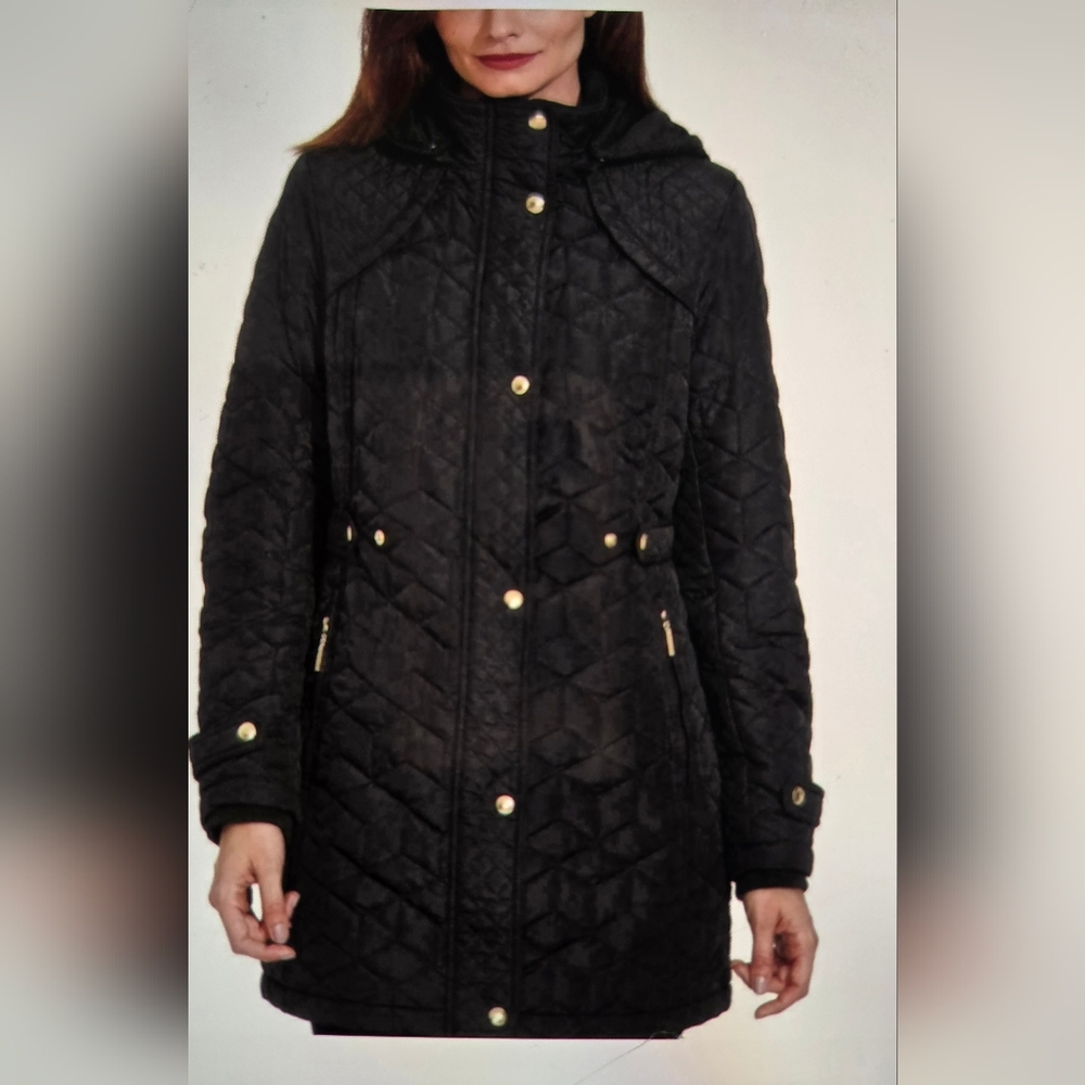 Weatherproof Black Quilted  Puffer Black Lined Jacket Parka